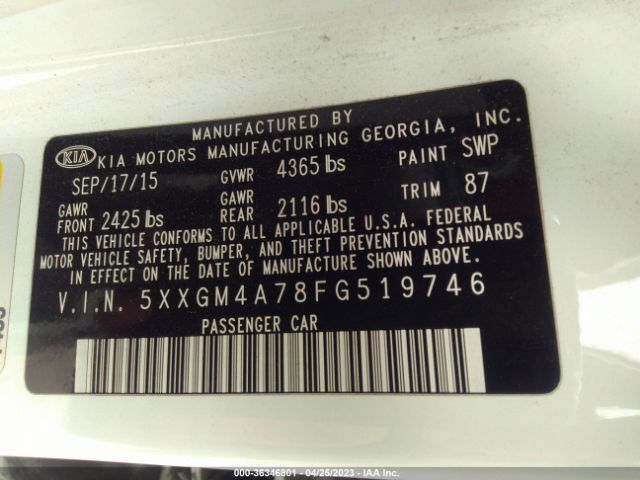 5XXGM4A78FG519746 KIA Optima Lx
