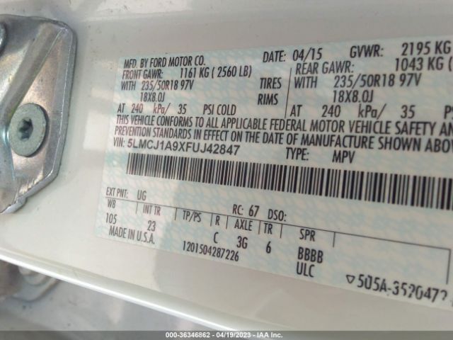 5LMCJ1A9XFUJ42847 Lincoln MKC