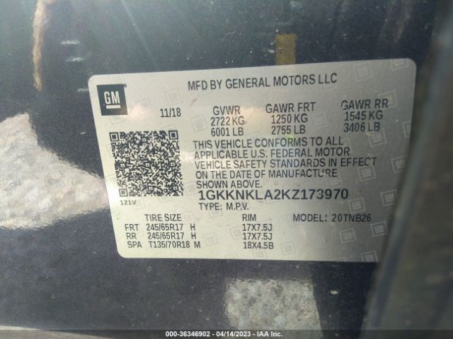 1GKKNKLA2KZ173970 GMC ACADIA SLE