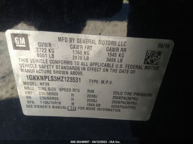 1GKKNPLS3HZ123531 GMC Acadia Denali