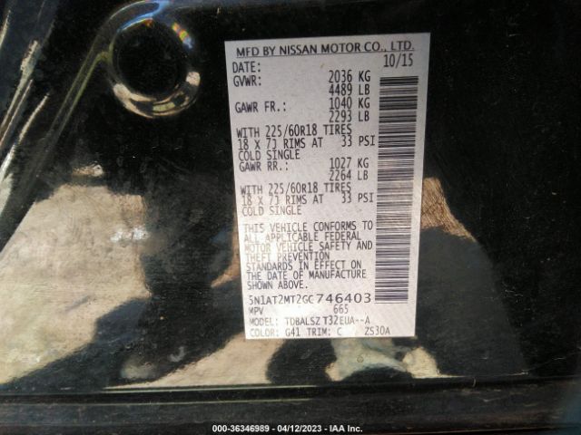 5N1AT2MT2GC746403 Nissan Rogue Sl