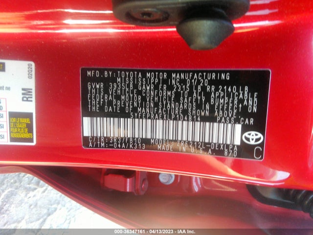 Toyota COROLLA LE 2020 5YFEPRAEXLP104814 Image 10