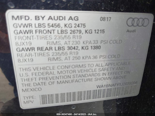 WA1BNAFY1J2039208 Audi Q5 Premium Plus