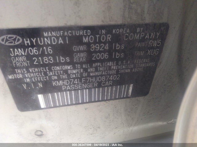Hyundai ELANTRA SE 2017 KMHD74LF7HU087402 Image 11