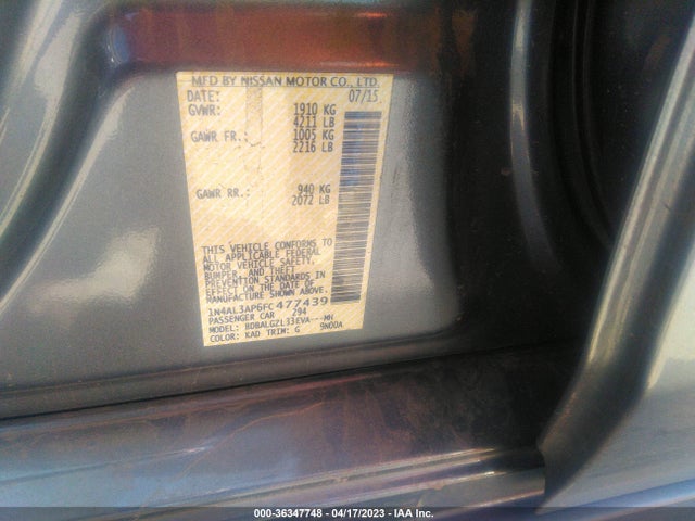 2015 NISSAN ALTIMA 2.5 S VIN: 1N4AL3AP6FC477439