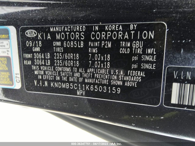 2019 Kia Sedona, VIN: KNDMB5C11K6503159