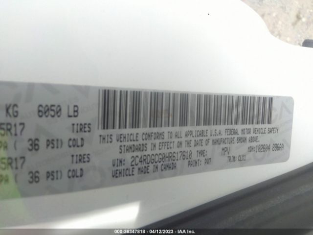 2C4RDGCG0HR617610 Dodge Grand Caravan Sxt