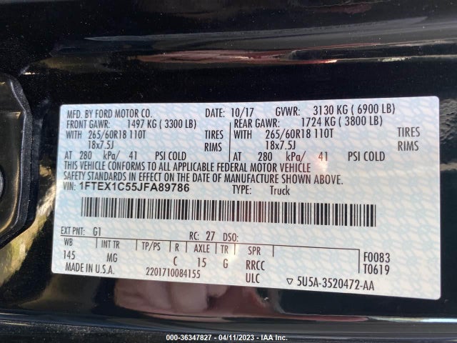 Ford F150 2018 1FTEX1C55JFA89786 Image 9