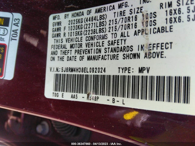 Honda CR-V LX 2014 5J6RM4H38EL092024 Image 9