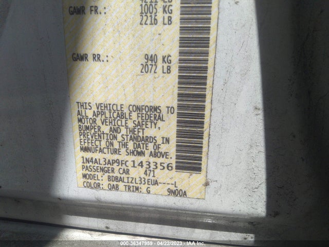 Nissan Altima 2.5 Sv 2015 1N4AL3AP9FC143356 Image 9