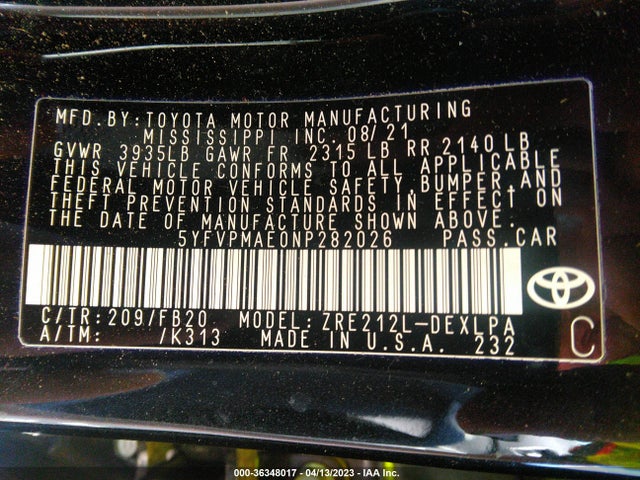 Toyota COROLLA LE 2022 5YFVPMAE0NP282026 Image 10