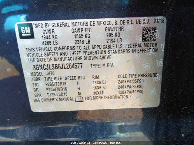 Chevrolet Trax Lt 2018 3GNCJLSB6JL284577 Image 11