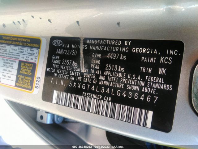 5XXGT4L34LG436467 KIA Optima Lx