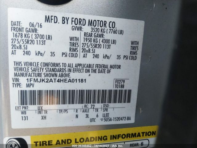 1FMJK2AT4HEA01181 Ford Expedition El Limited