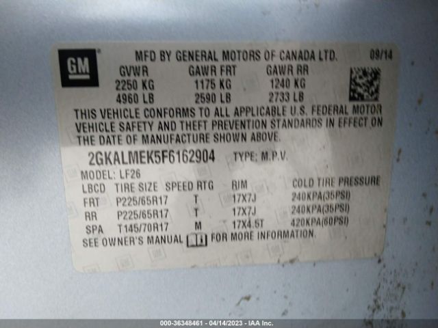 2GKALMEK5F6162904 GMC Terrain Sle