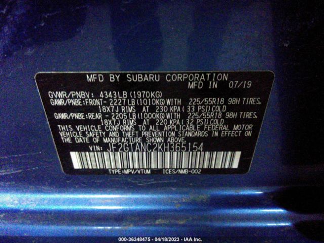 JF2GTANC2KH365154 Subaru Crosstrek Limited