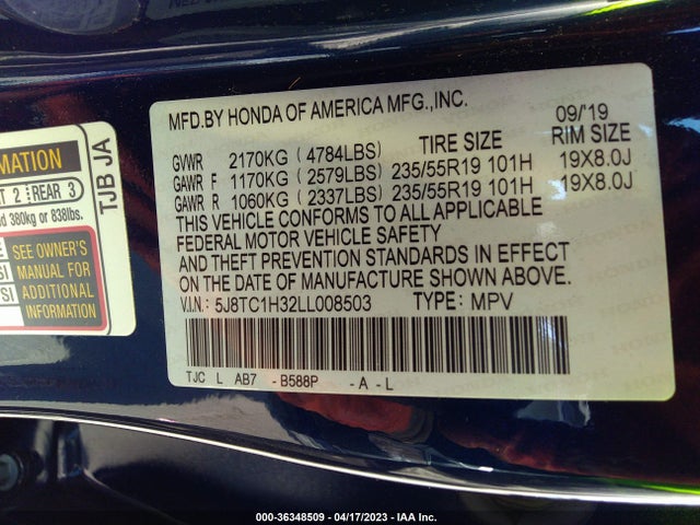 Acura RDX 2020 5J8TC1H32LL008503 Image 9