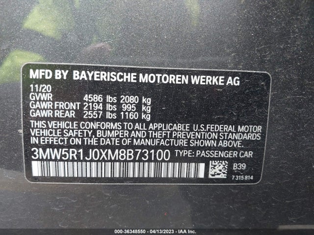 BMW 3 Series 330i 2021 3MW5R1J0XM8B73100 Image 10