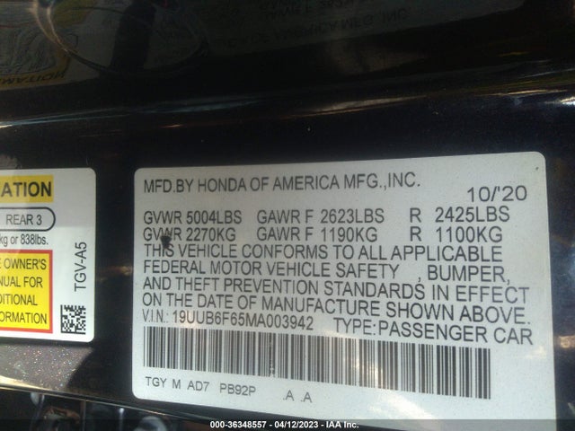 Acura Tlx W/advance Package 2021 19UUB6F65MA003942 Image 9
