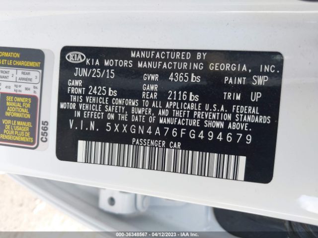 5XXGN4A76FG494679 KIA OPTIMA EX