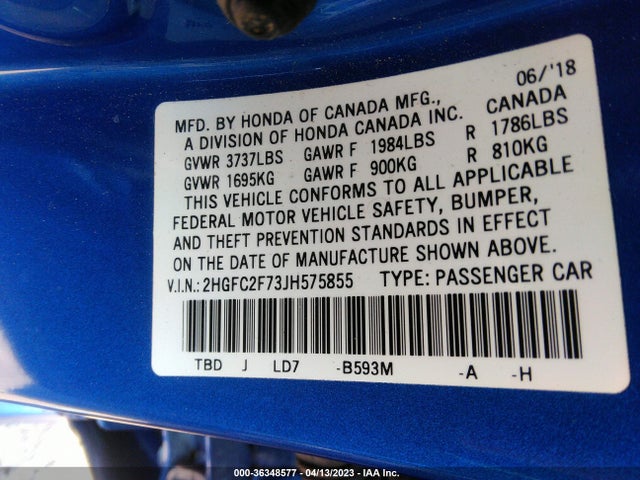 Honda Civic Sedan Ex 2018 2HGFC2F73JH575855 Image 9