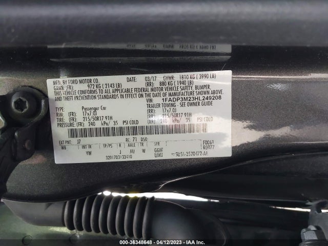 Ford FOCUS SEL 2017 1FADP3M23HL249208 Image 9