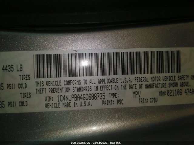 1C4NJPBA4GD688735 Jeep Patriot Sport