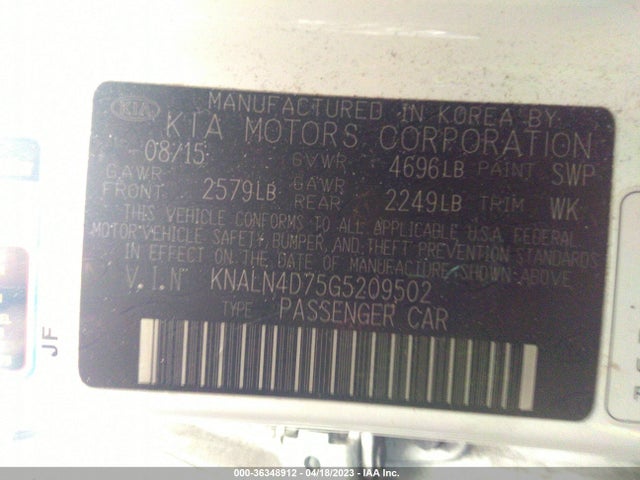 2016 Kia Cadenza, VIN: KNALN4D75G5209502