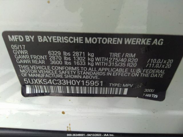 5UXKS4C33H0Y15951 BMW X5 Xdrive35d
