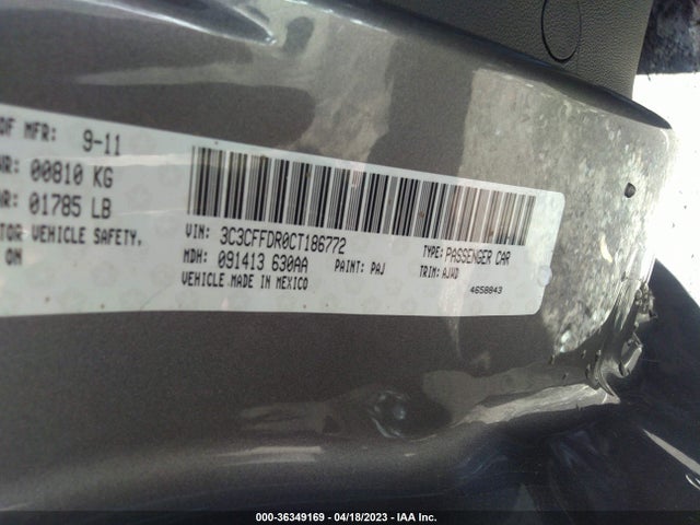 2012 FIAT 500 POP VIN: 3C3CFFDR0CT186772