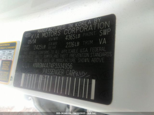 KNAGM4A74F5534956 KIA Optima Lx