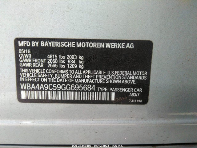 WBA4A9C59GG695684 BMW 4 Series 428i