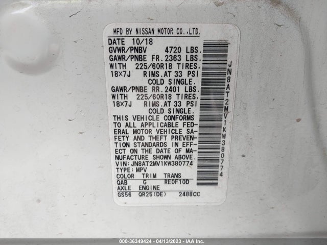 Nissan ROGUE SV 2019 JN8AT2MV1KW380774 Image 9