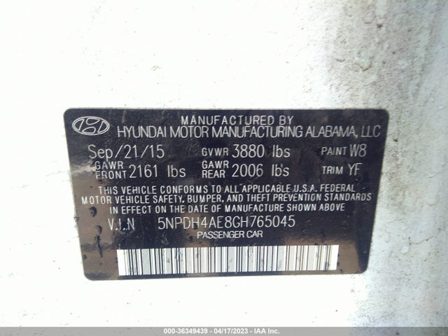 Hyundai ELANTRA SE 2016 5NPDH4AE8GH765045 Image 9