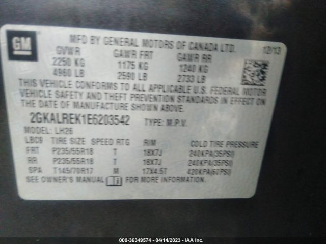 2GKALREK1E6203542 GMC Terrain Sle