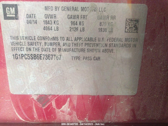 Chevrolet Cruze 1lt 2014 1G1PC5SB6E7367767 Image 10