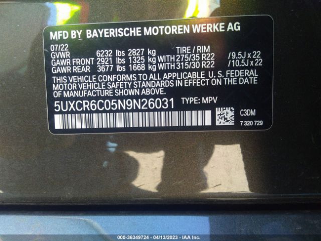 5UXCR6C05N9N26031 BMW X5 Xdrive40i