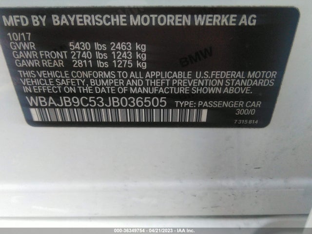 WBAJB9C53JB036505 BMW 5 Series M550i Xdrive