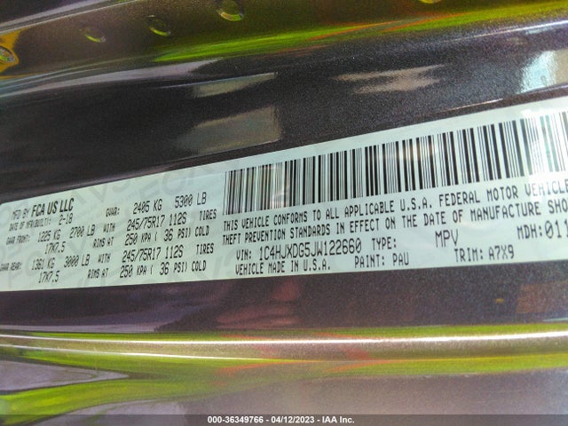 1C4HJXDG5JW122660 Jeep Wrangler Unlimited Sport S