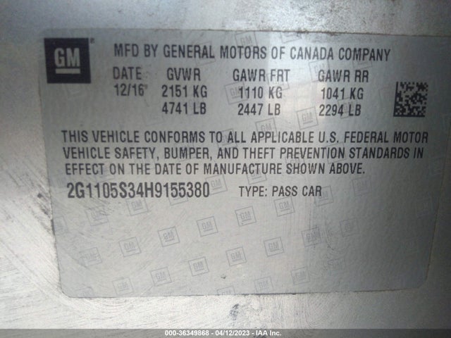 Chevrolet IMPALA LT 2017 2G1105S34H9155380 Image 11