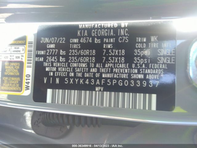 5XYK43AF5PG033937 KIA Sportage Sx