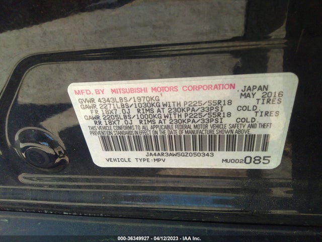 JA4AR3AW5GZ050343 Mitsubishi Outlander Sport 2.4