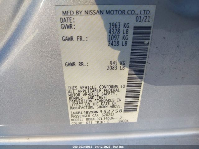 1N4BL4BVXMN352758 Nissan Altima 2.5 S