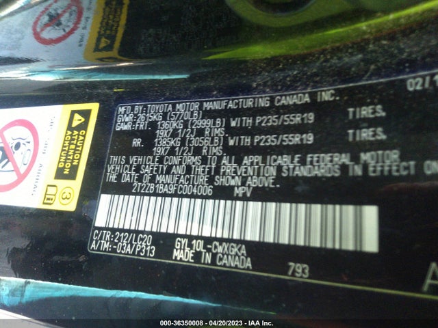 2T2ZB1BA9FC004006 Lexus RX 450H