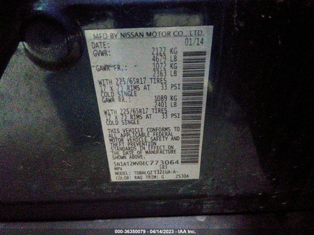 Nissan ROGUE SV 2014 5N1AT2MV0EC773064 Image 9