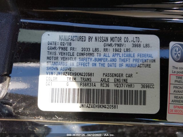 2019 Nissan Z, VIN: JN1AZ4EH9KM420581