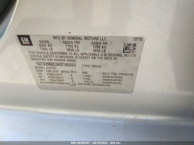 1GTV2MEC0HZ195583 GMC Sierra 1500 Sle