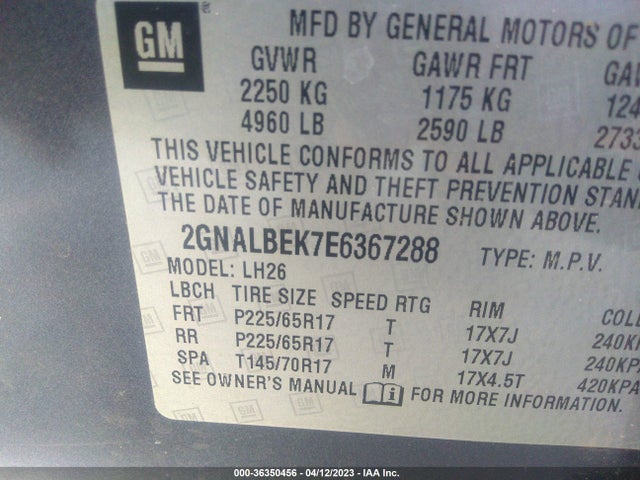 Chevrolet EQUINOX LT 2014 2GNALBEK7E6367288 Image 10