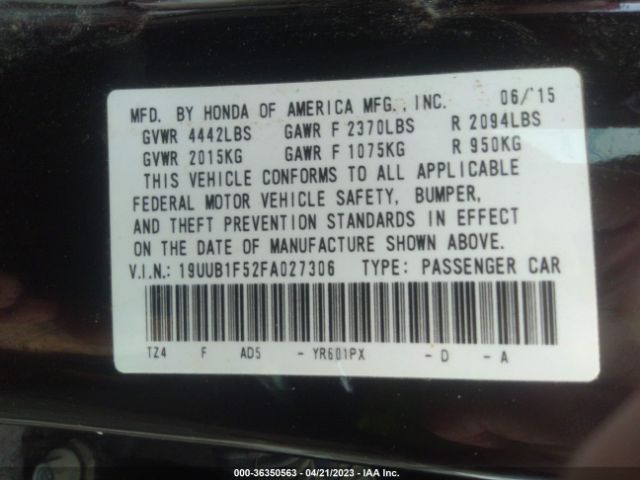 19UUB1F52FA027306 Acura TLX TECH