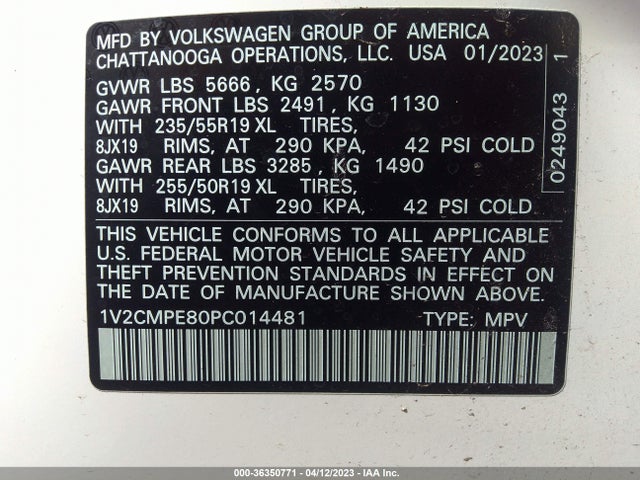 1V2CMPE80PC014481 Volkswagen ID.4 PRO